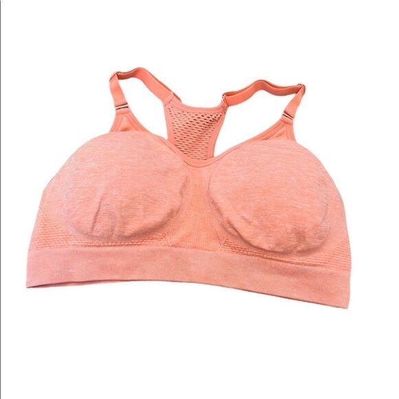 Coral Racer Back Adjustable Strap Removable Pad Dri More Tech Stretch Sports Bra - Picture 1 of 10